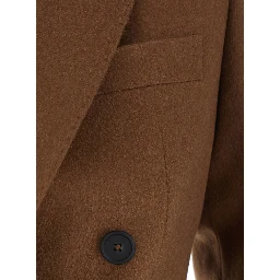 Parigi Brown Double-breasted Jacket with peak revers in velvet for women