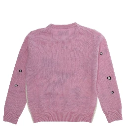 Princess C crewneck sweater in cashmere, wool, viscose and Tech Fabric, pink for Girl