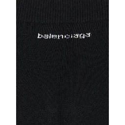 Black leggings with back Logo lettering in viscose women
