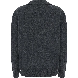 Polo neck knit in grey cashmere for men