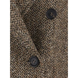beige crop Jacket with peak revers in virgin wool blend for women