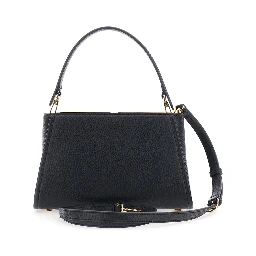 Black Handbag with Logo on the Front and adjustable and removable strap in Ecoleather for women