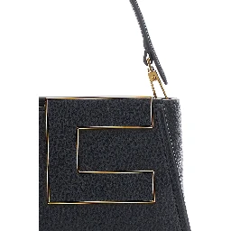 Black Handbag with Logo on the Front and adjustable and removable strap in Ecoleather for women