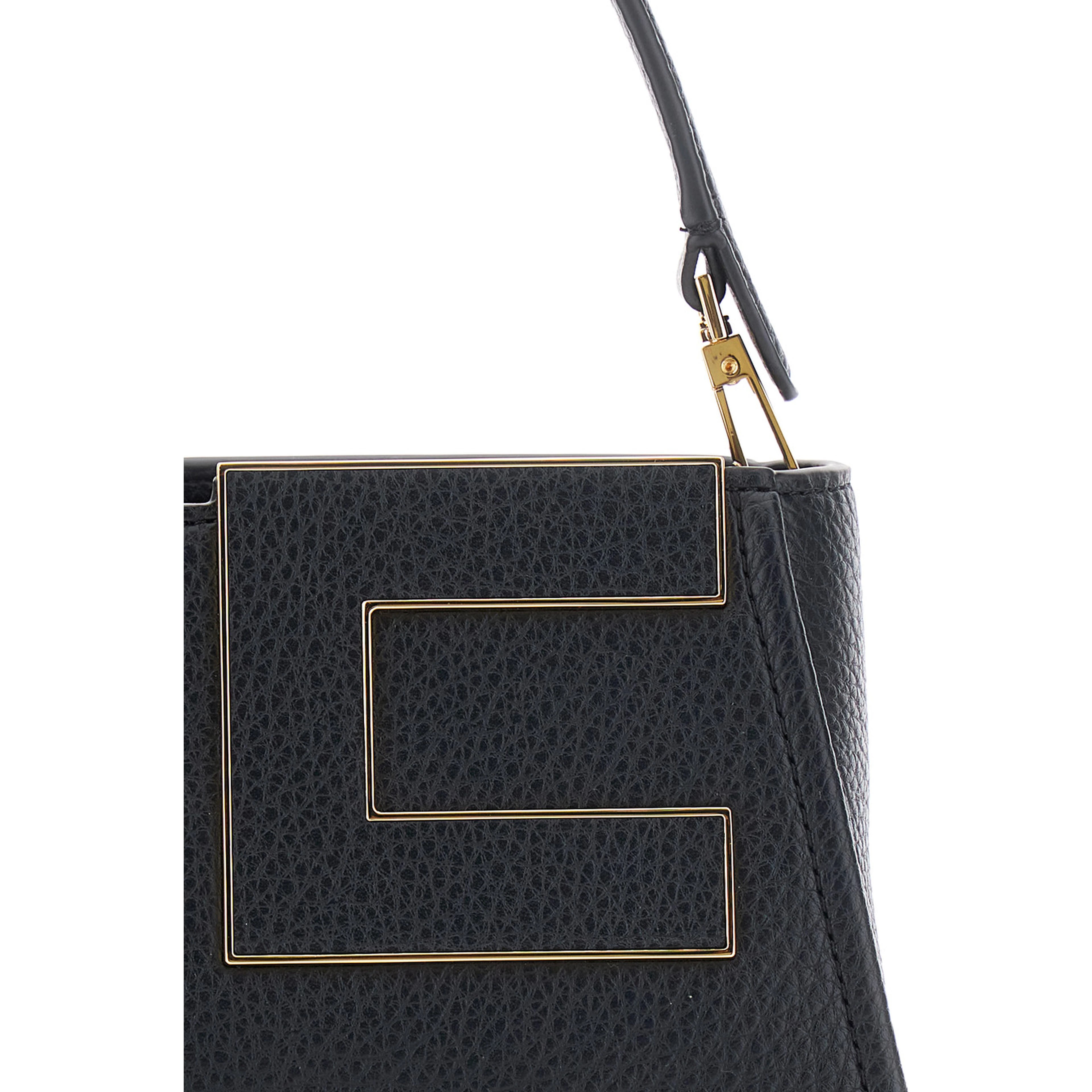 Black Handbag with Logo on the Front and adjustable and removable strap in Ecoleather for women