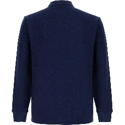 Blue Long-sleeve Polo Shirt with Pony on the front in cotton Blend for men