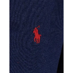 Blue Long-sleeve Polo Shirt with Pony on the front in cotton Blend for men