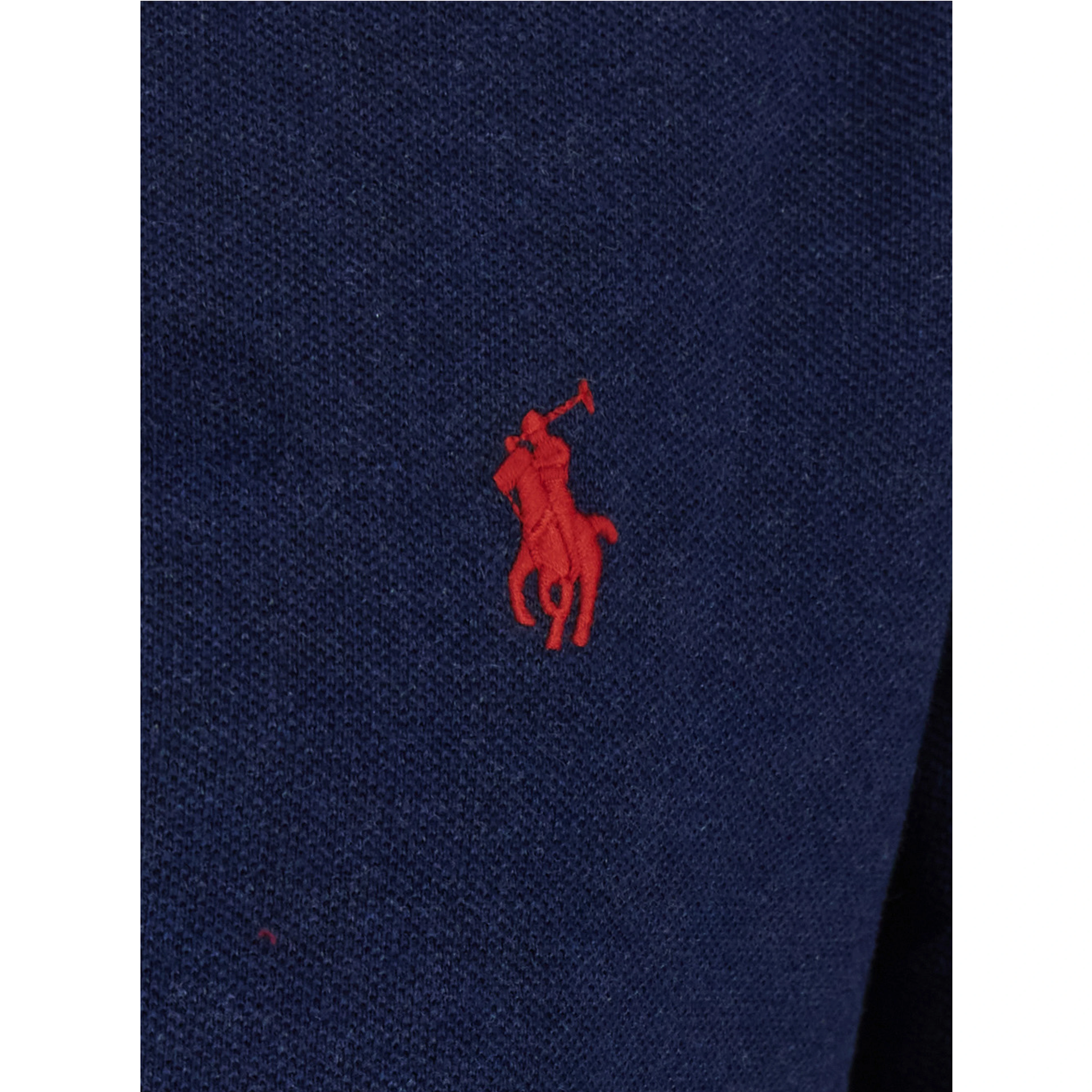 Blue Long-sleeve Polo Shirt with Pony on the front in cotton Blend for men