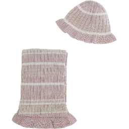 Knit set with refined pink details for Girl