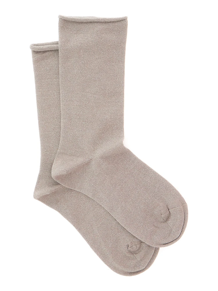 Grey socks with stretch design in cashmere and silk blend women