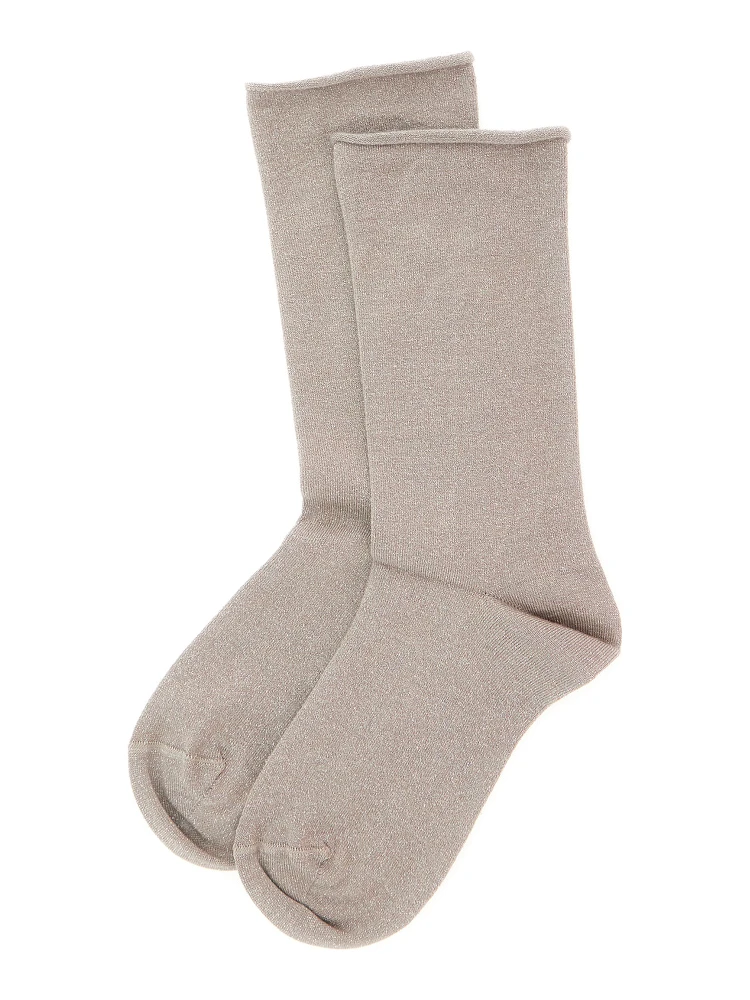 Grey socks with stretch design in cashmere and silk blend women alternative