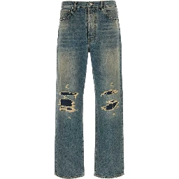 DISTRESSED DENIM TROUSERS