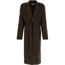 HERRINGBONE WRAPPED COAT