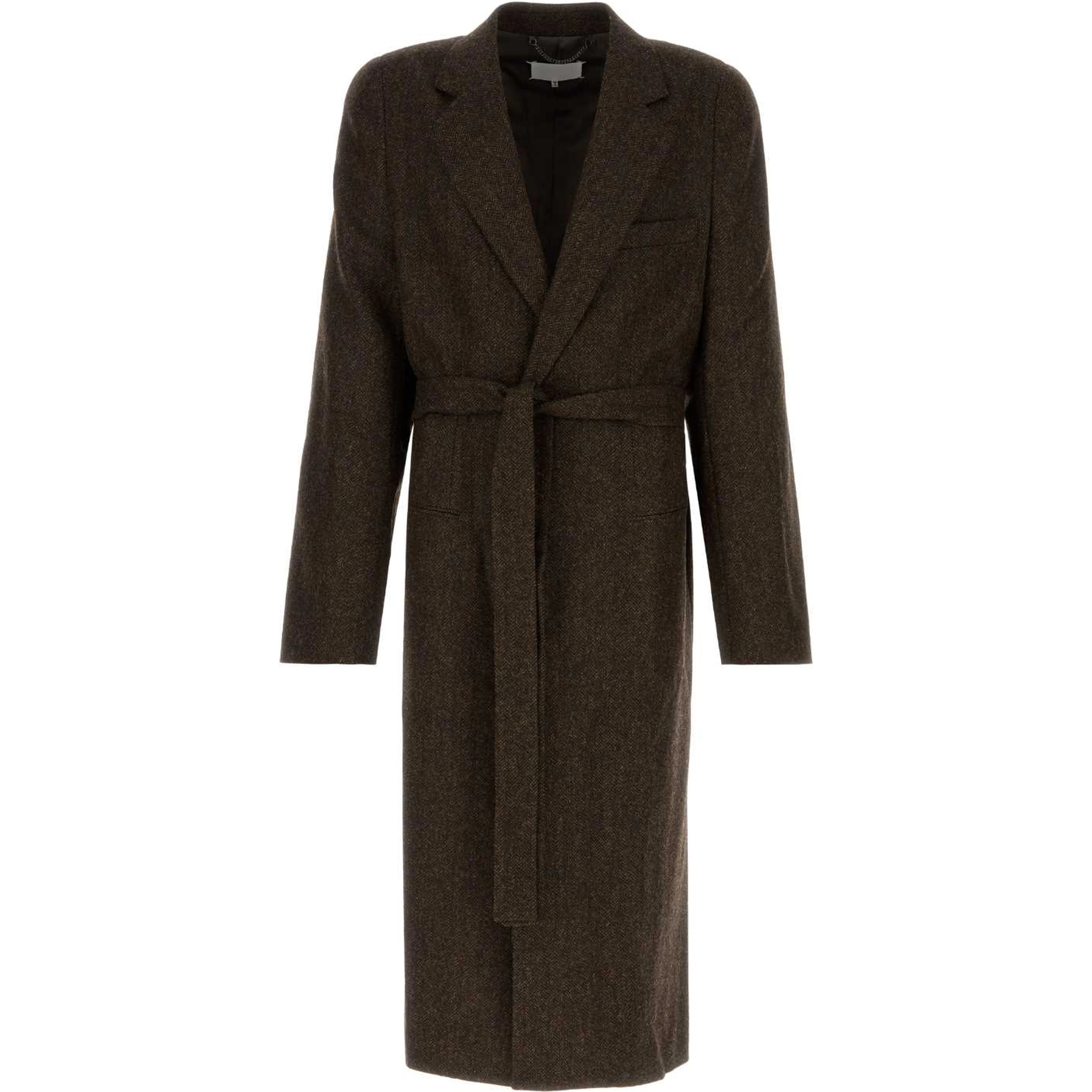 HERRINGBONE WRAPPED COAT