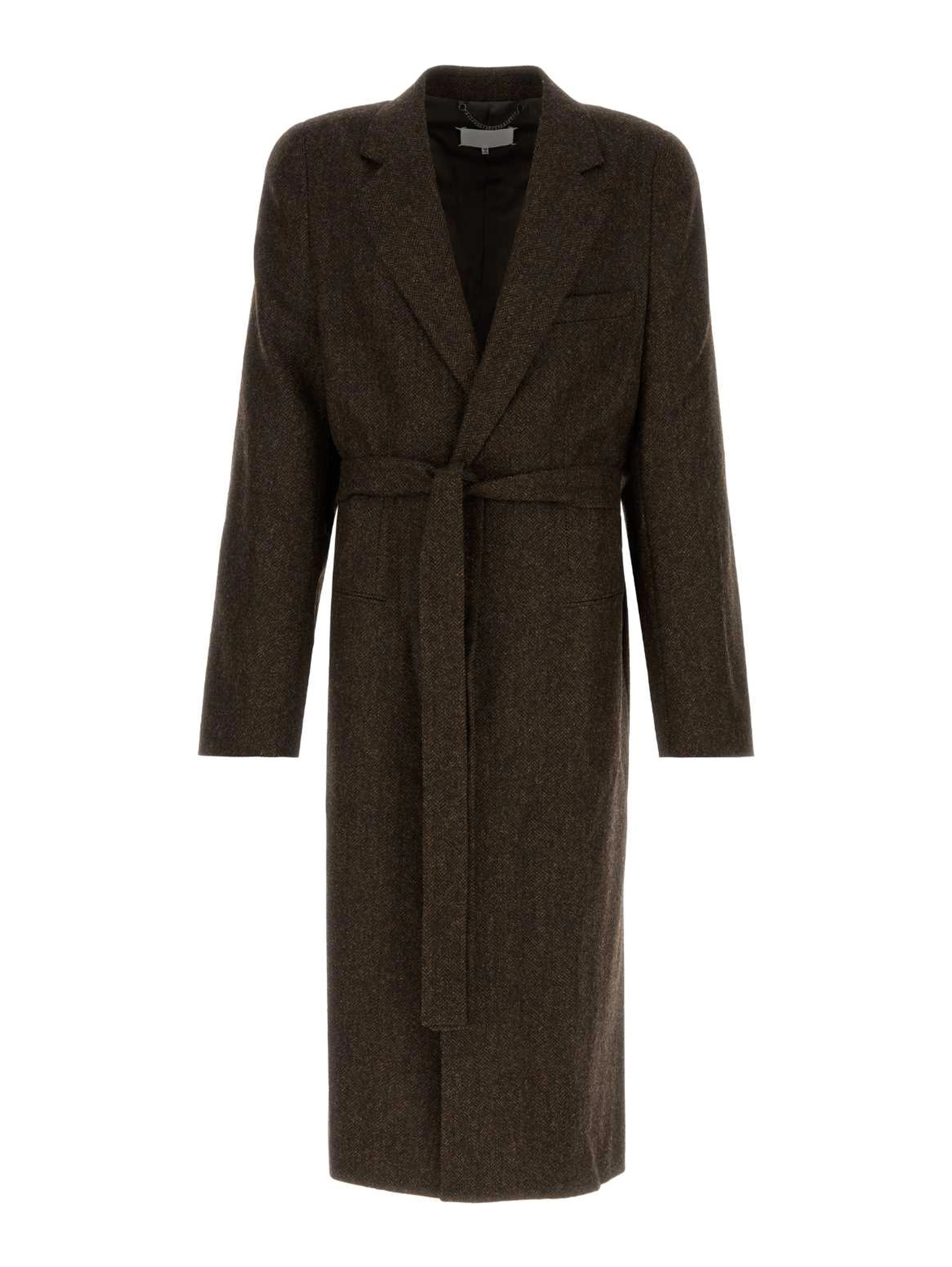 HERRINGBONE WRAPPED COAT