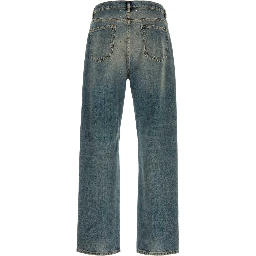 DISTRESSED DENIM TROUSERS