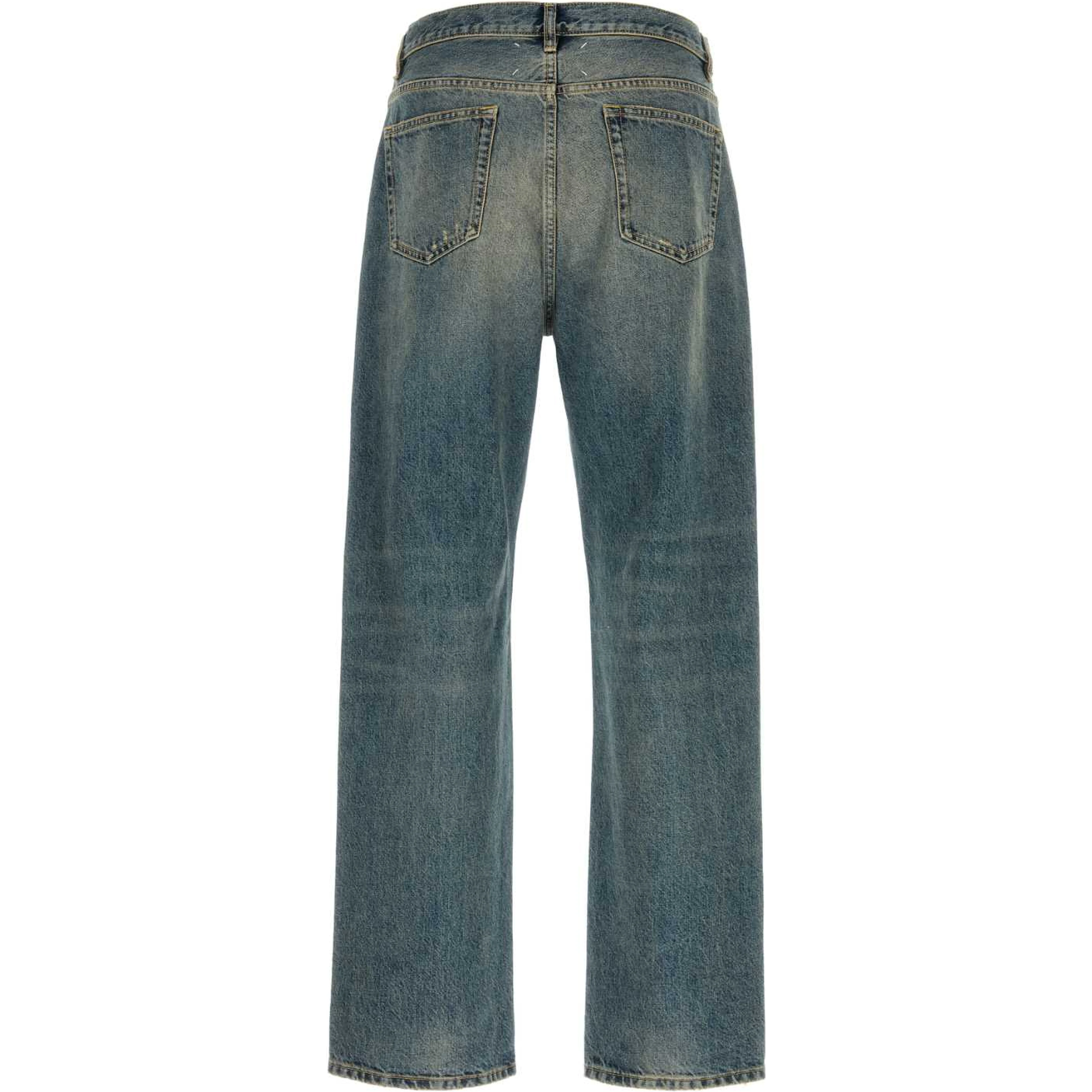 DISTRESSED DENIM TROUSERS