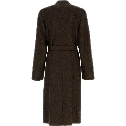 HERRINGBONE WRAPPED COAT