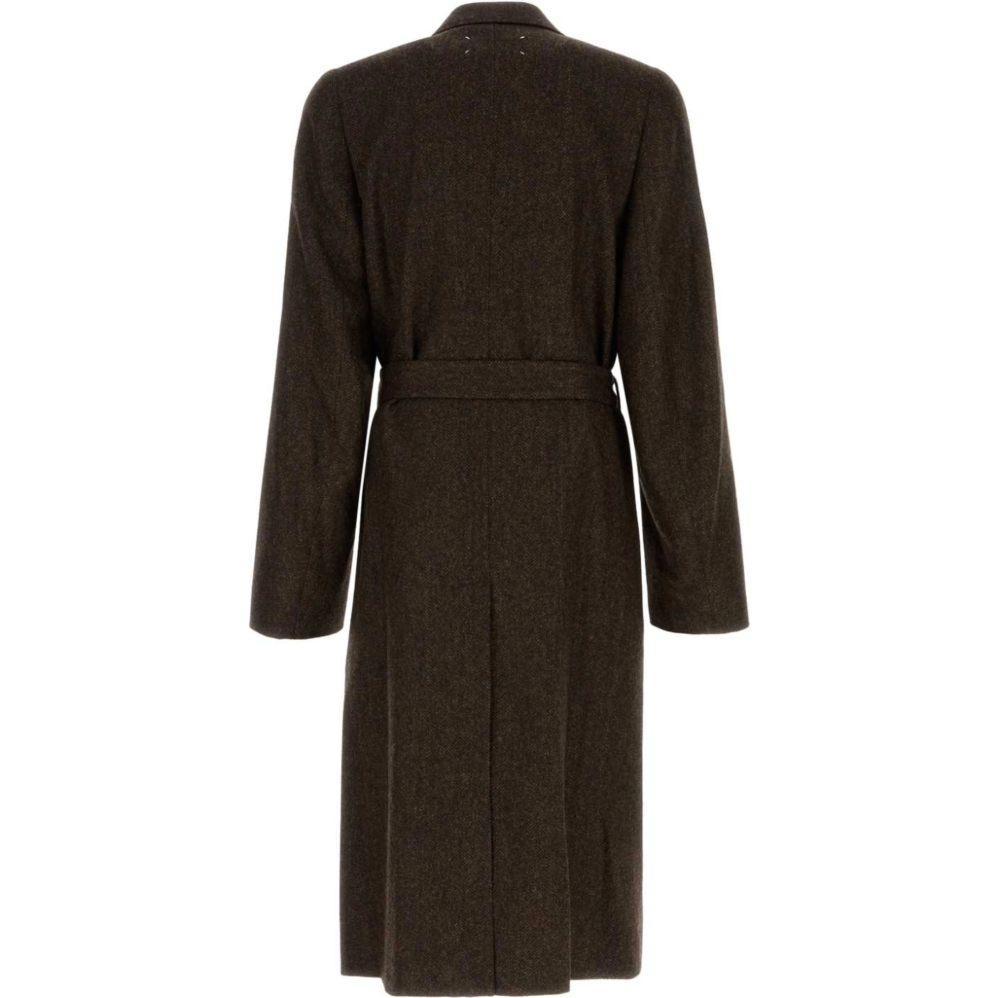 HERRINGBONE WRAPPED COAT