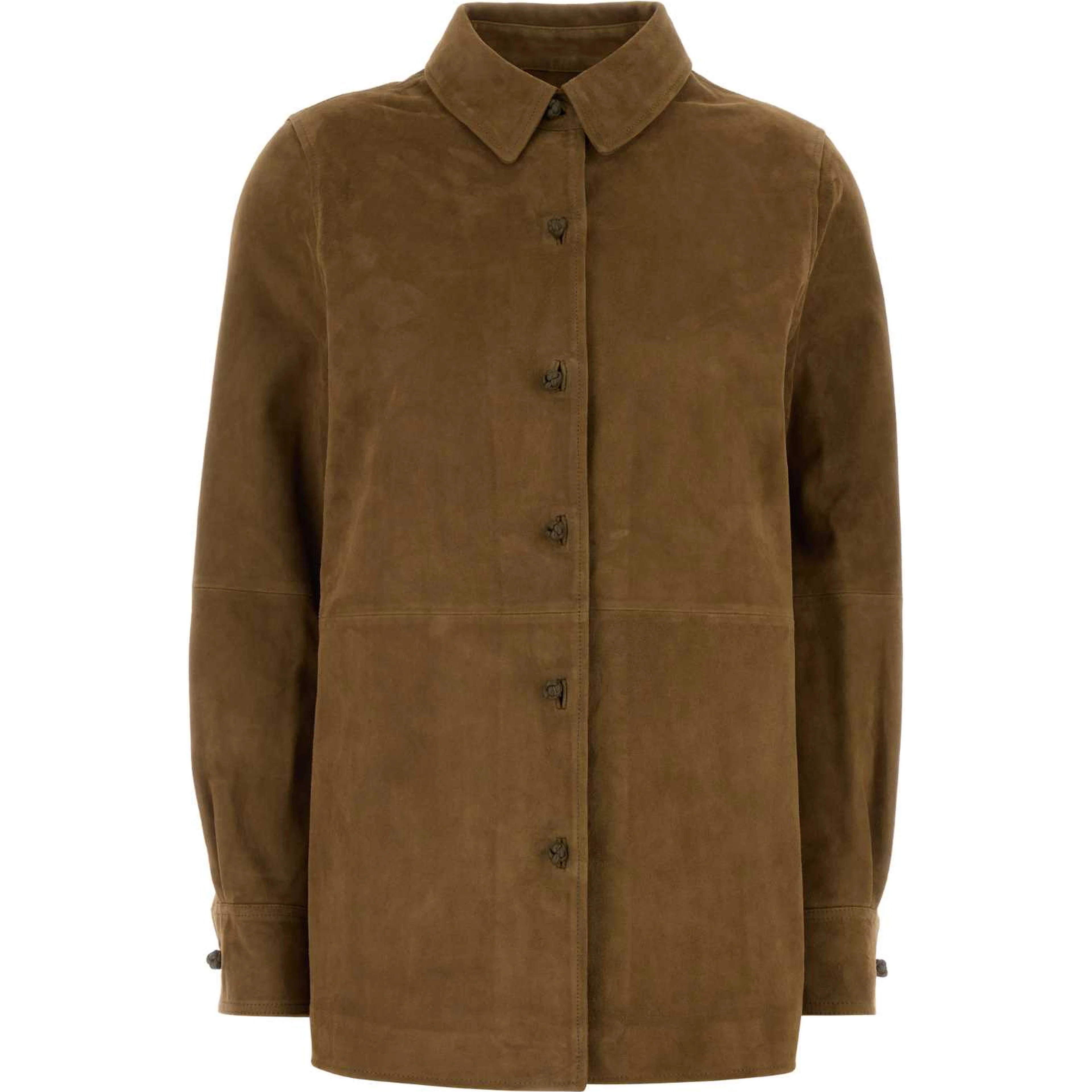 SUEDE MANDARIN OVERSHIRT