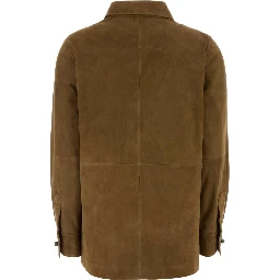 SUEDE MANDARIN OVERSHIRT