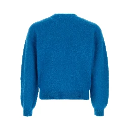 GARMENT-DYED BABY ALPACA FUR KNIT CREW-NECK CARDIG