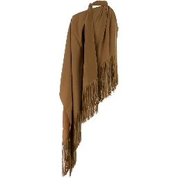 FRINGED ATLAS BLOUSE CAMEL