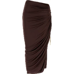 DRAPED VISCOSE JERSEY SLIT MIDISKIRT