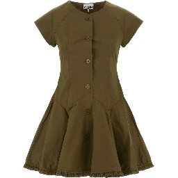 Stretch Cotton Buttoned Mini Dress