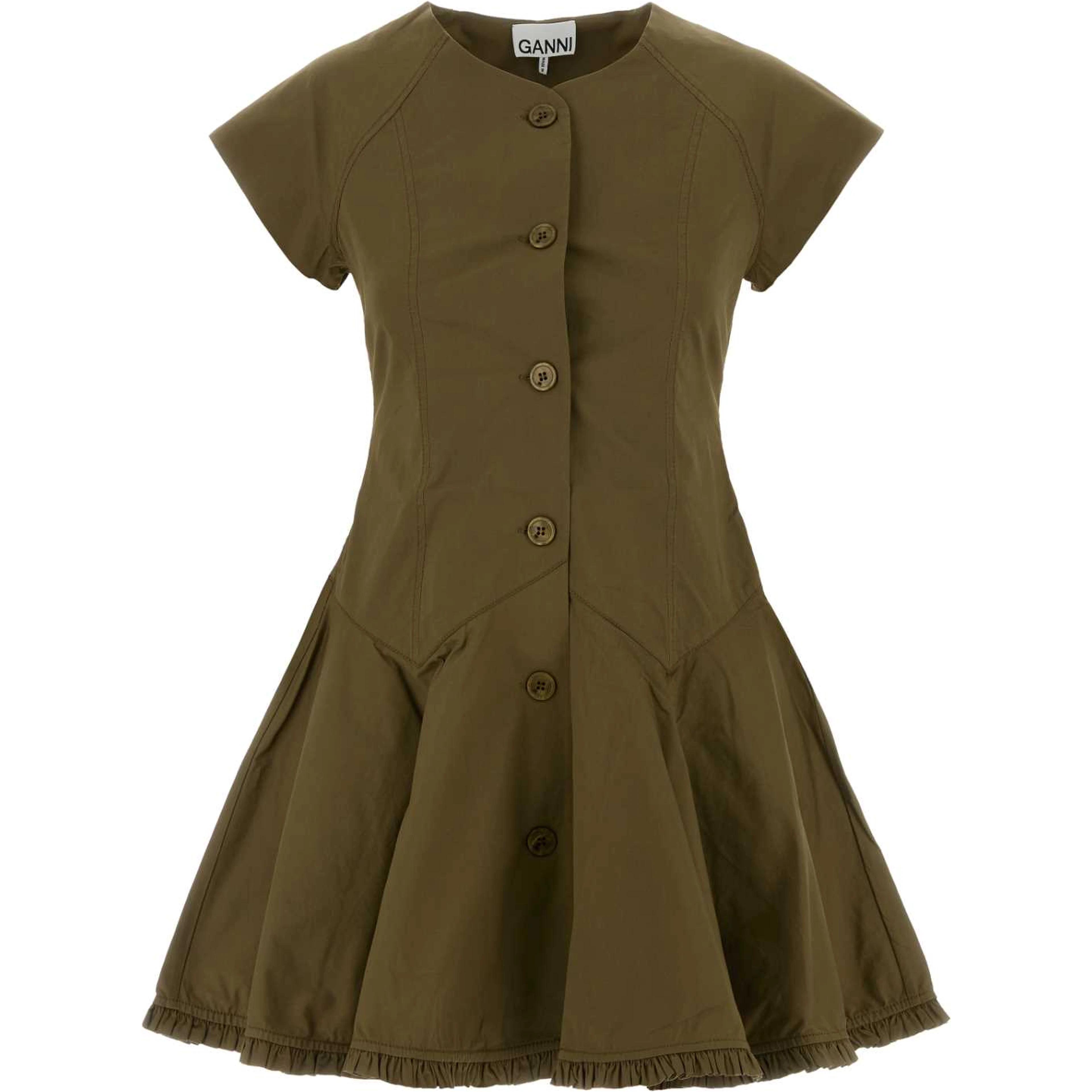 Stretch Cotton Buttoned Mini Dress