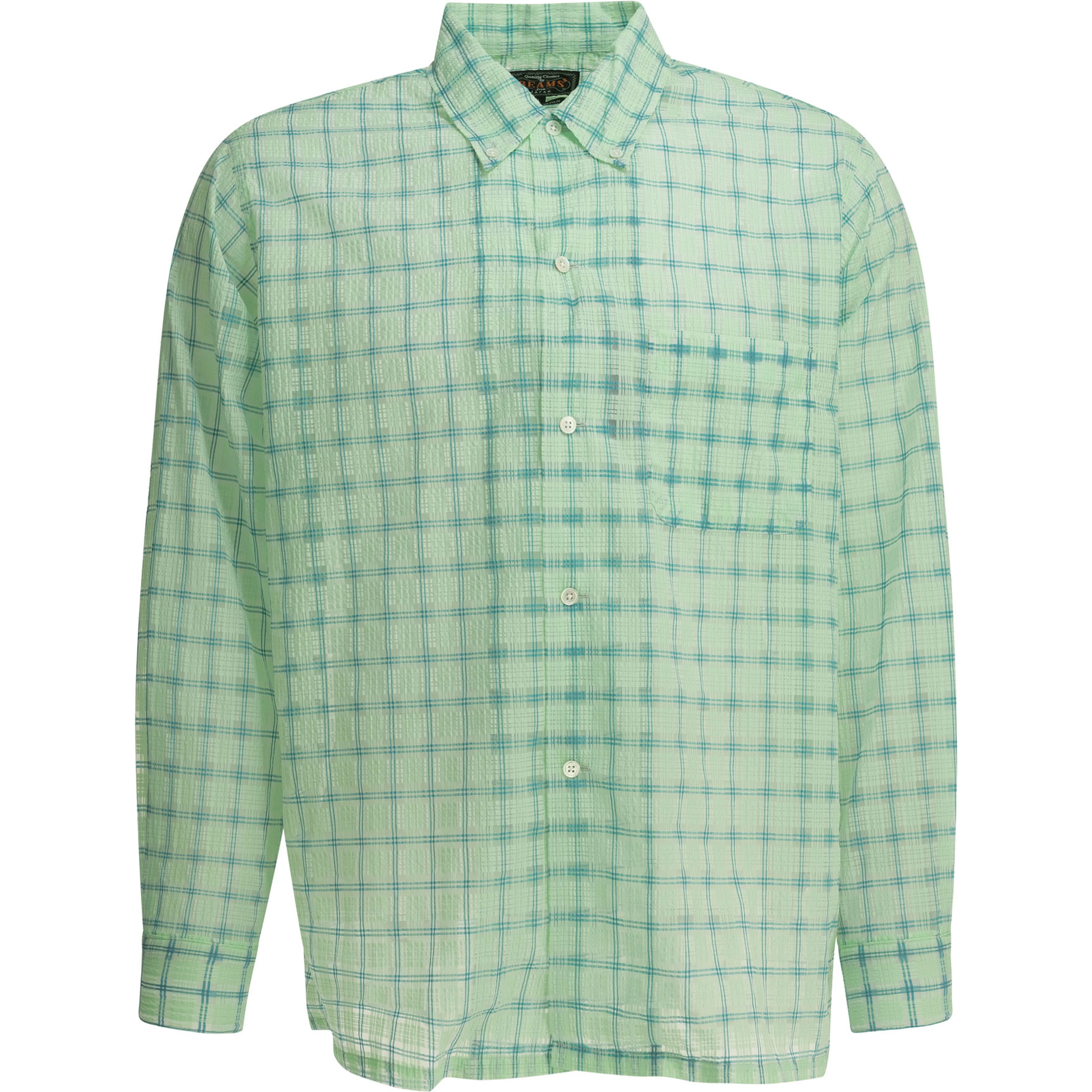 "Open BD Nylon Airy Plaid" Casual Shirt