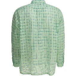 "Open BD Nylon Airy Plaid" Casual Shirt