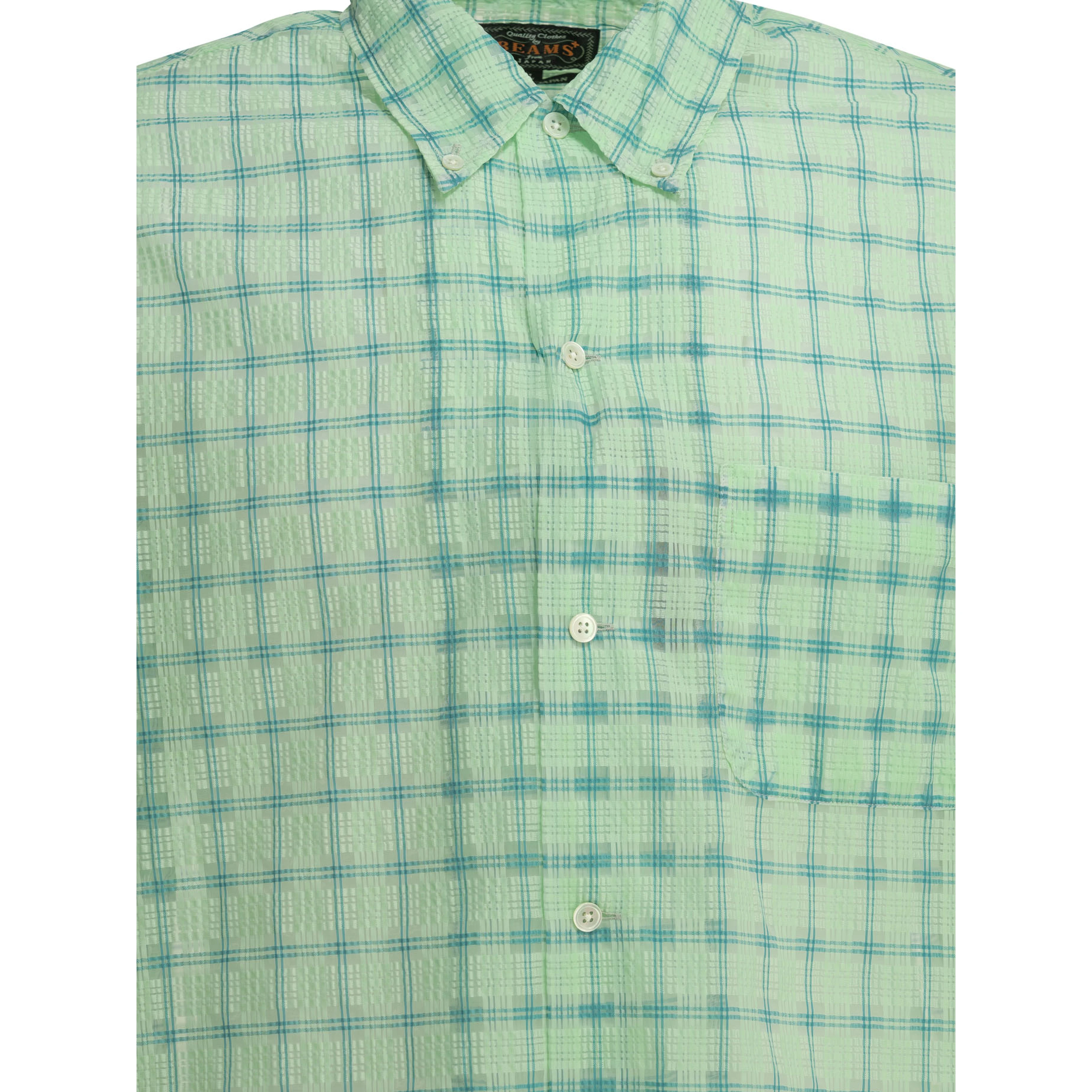 "Open BD Nylon Airy Plaid" Casual Shirt