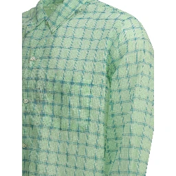 "Open BD Nylon Airy Plaid" Casual Shirt