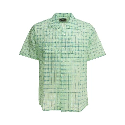 "Open Collar Nylon Airy Plaid" Casual Shirt