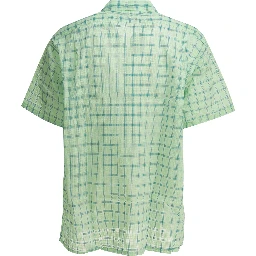 "Open Collar Nylon Airy Plaid" Casual Shirt