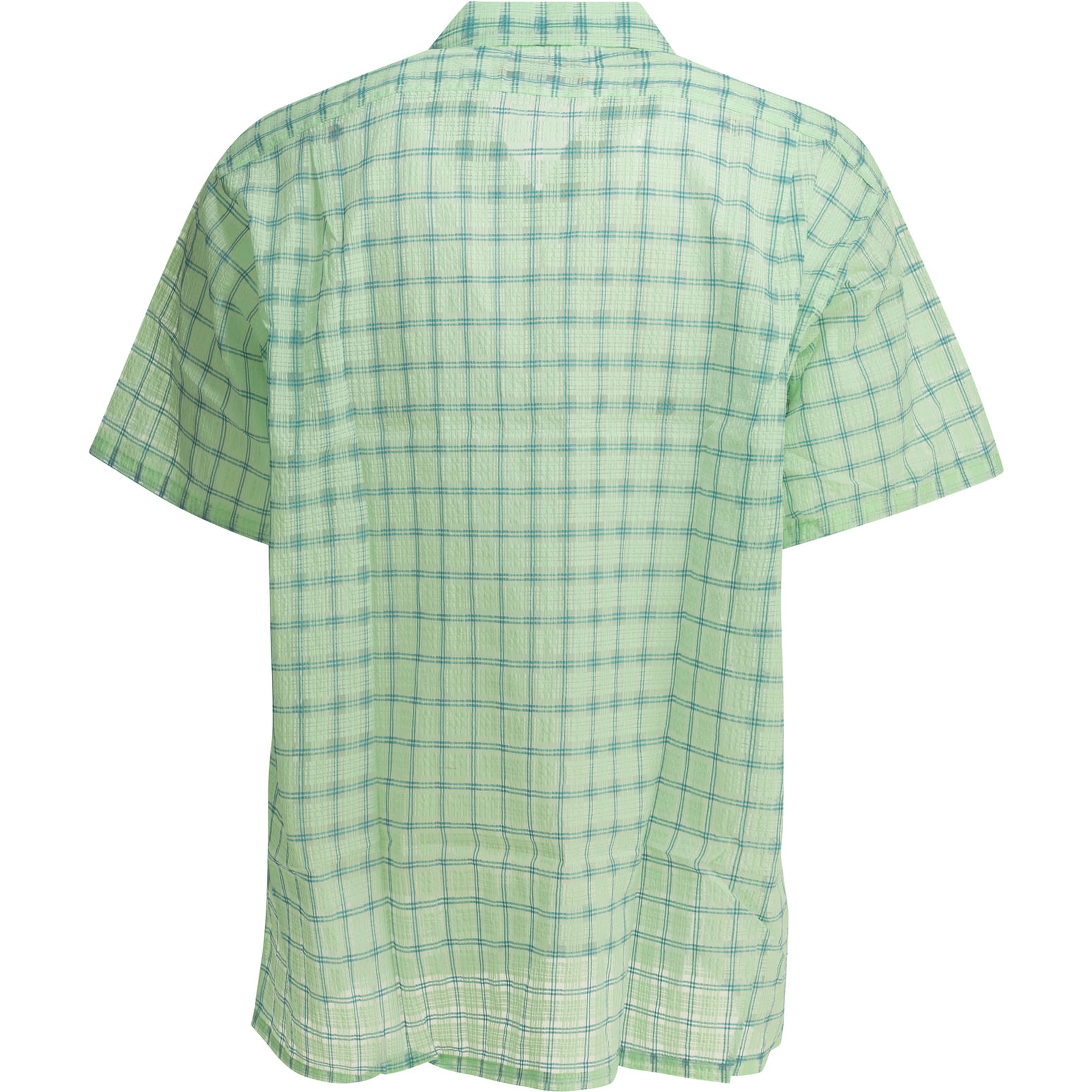 "Open Collar Nylon Airy Plaid" Casual Shirt