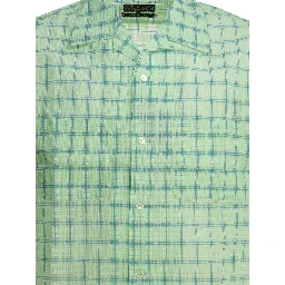 "Open Collar Nylon Airy Plaid" Casual Shirt