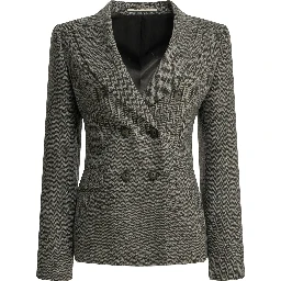 Double-breasted herringbone blazer