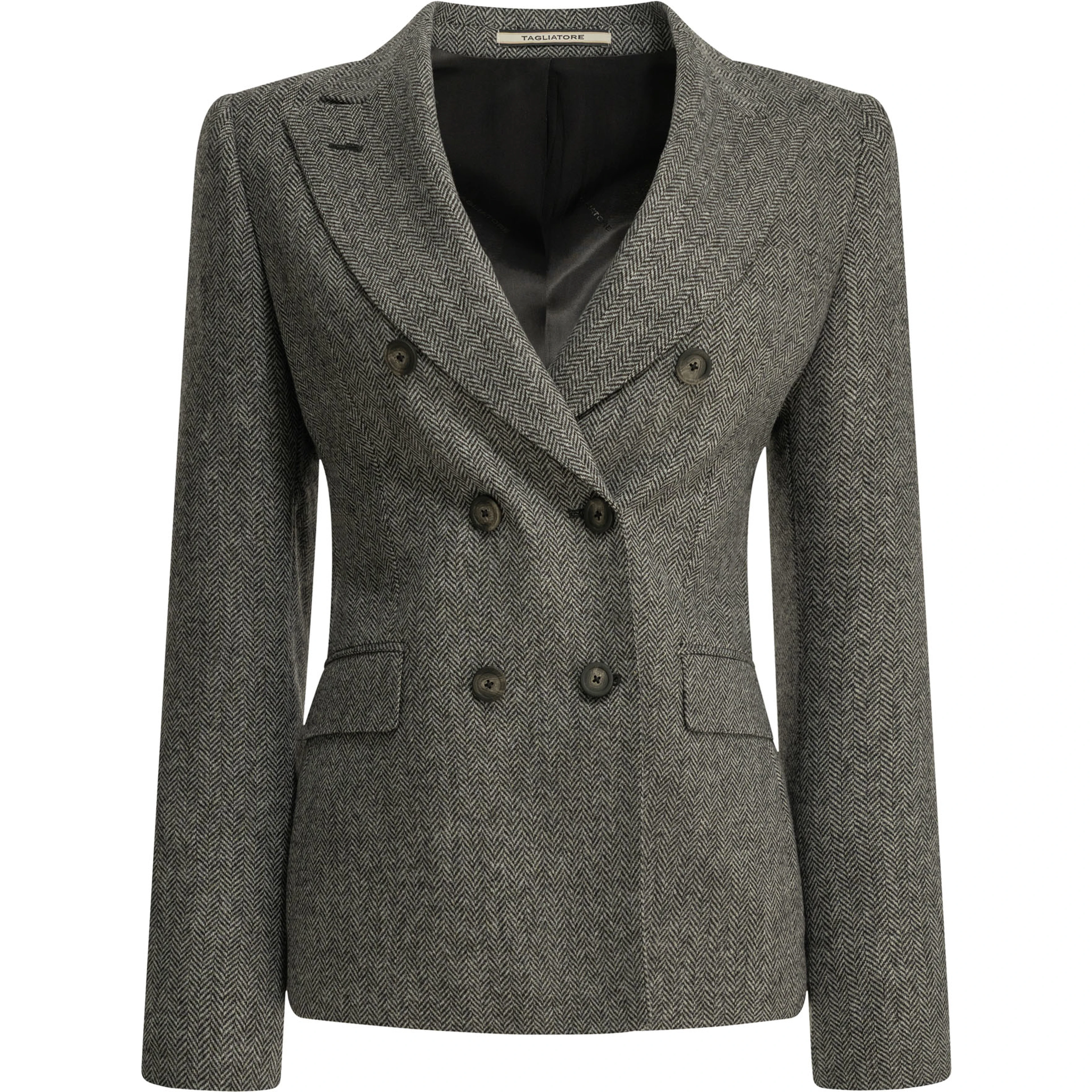 Double-breasted herringbone blazer