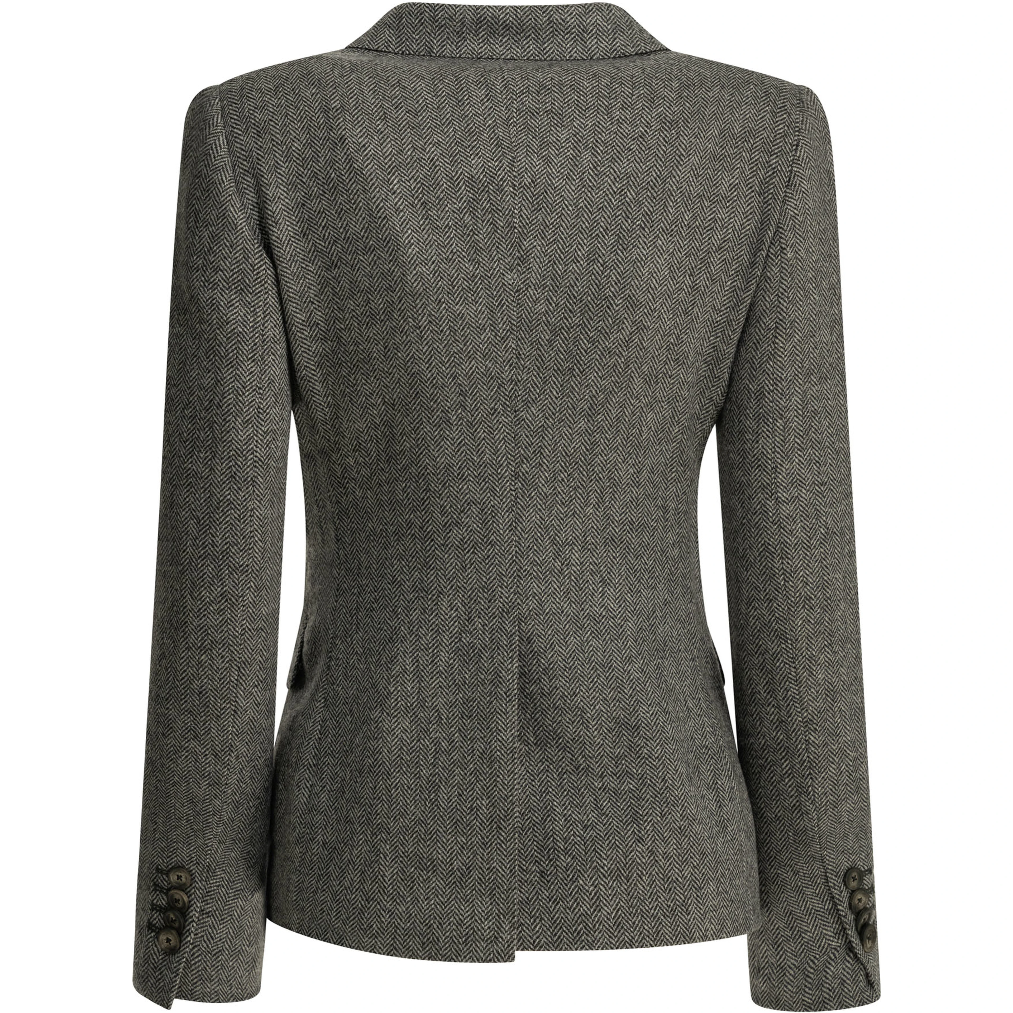 Double-breasted herringbone blazer