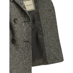 Double-breasted herringbone blazer
