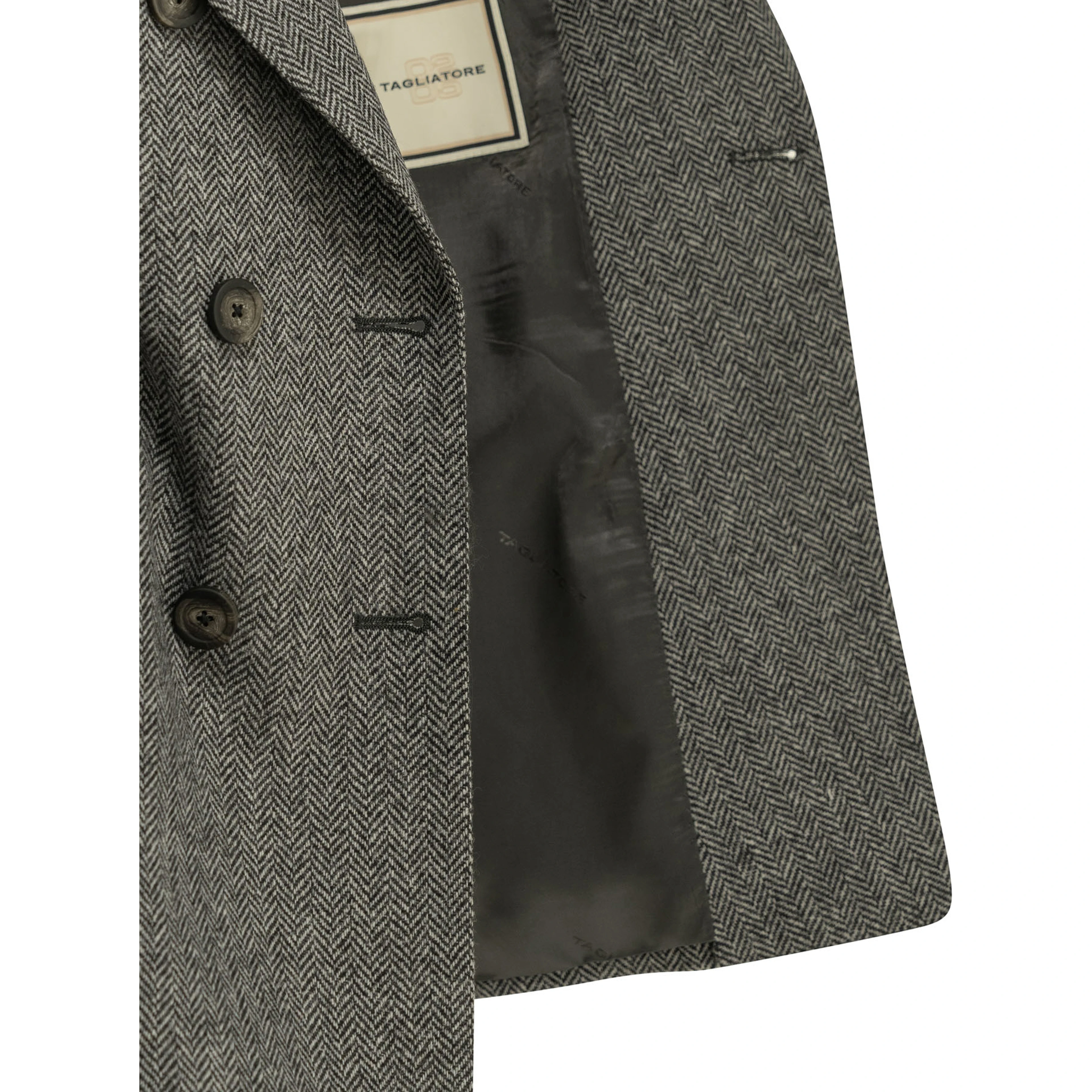 Double-breasted herringbone blazer