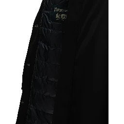 Long down jacket in stretch twill