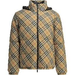 "Snowdon Check Reversible" Short Down Jacket