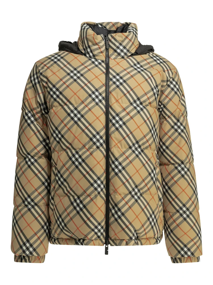 "Snowdon Check Reversible" Short Down Jacket