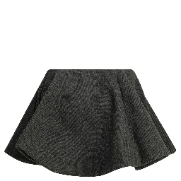 Flared wool miniskirt