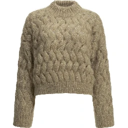 "Dazzling Zigzag Cables" Crew-Neck Sweater