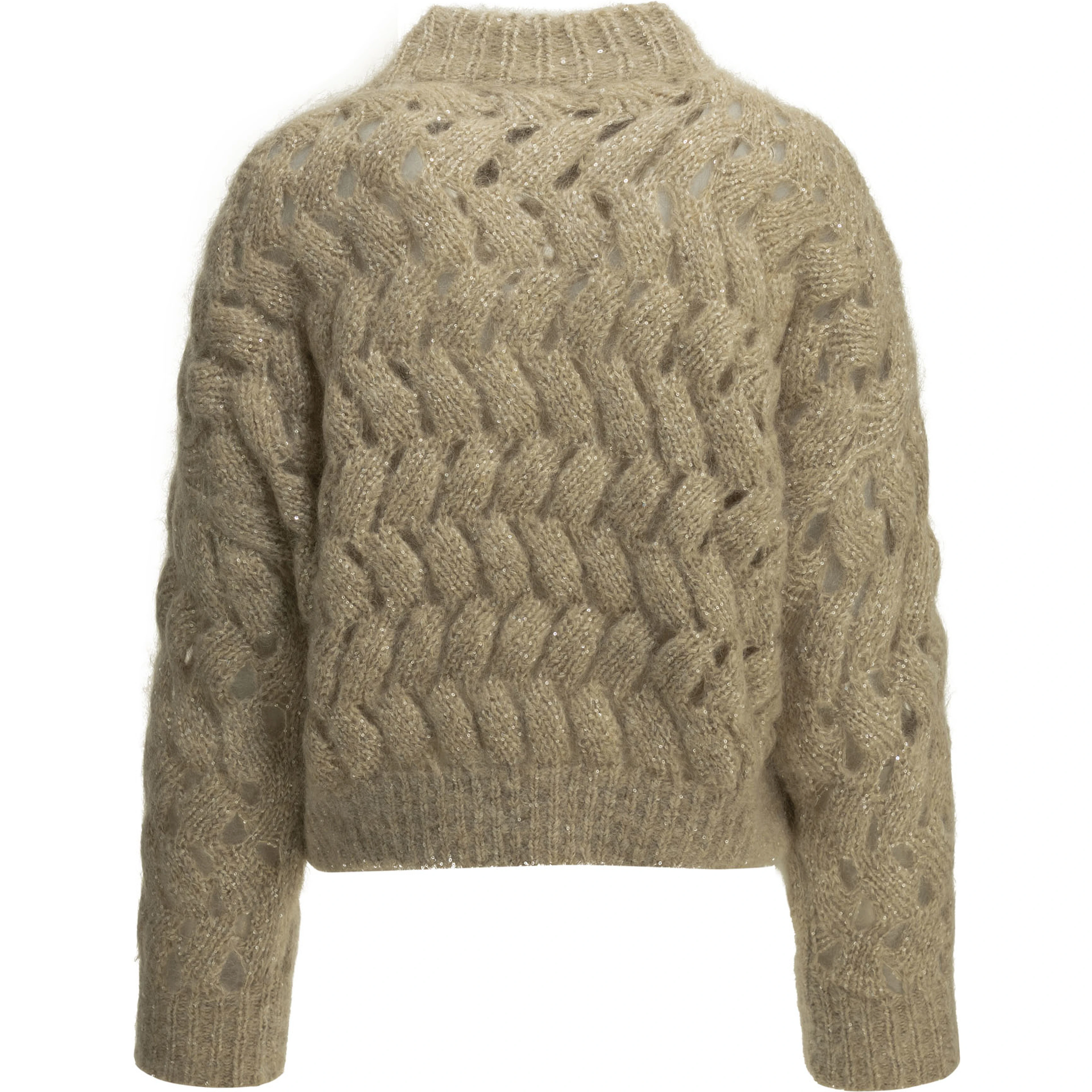 "Dazzling Zigzag Cables" Crew-Neck Sweater