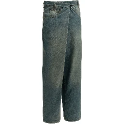 "Wrap" Wide-Leg Jeans