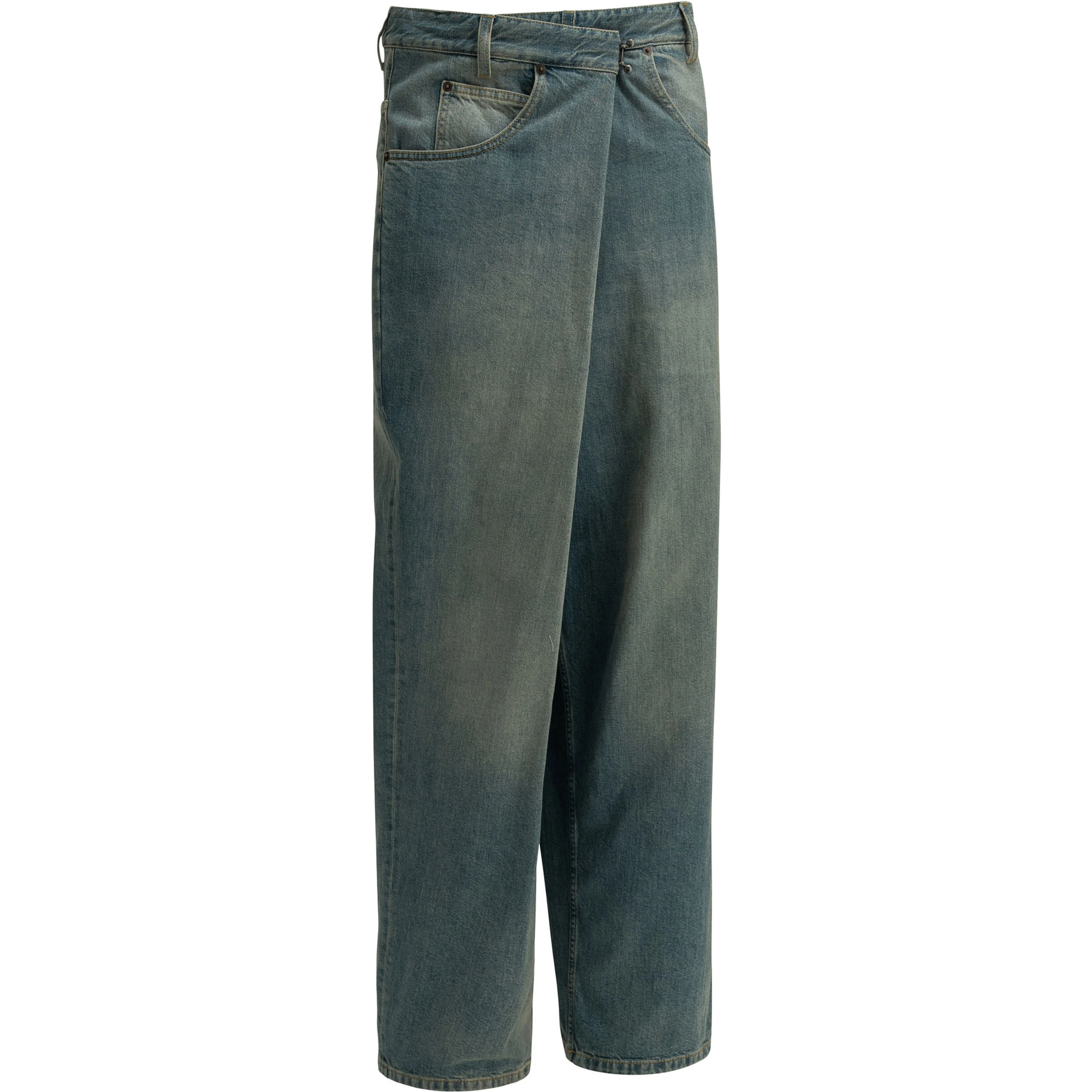 "Wrap" Wide-Leg Jeans